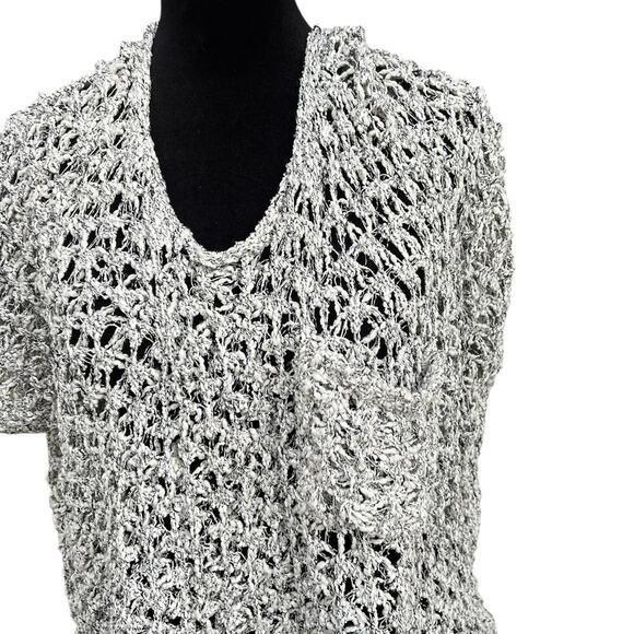 POL open weave, oversized crew neck, cropped sleeveless sweater, women's size S - Picture 2 of 9